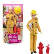 Boneca Barbie Profissões Loira Bombeira Deluxe Com Cachorrinho e Acessórios Mattel