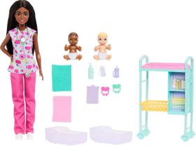 Boneca Barbie Profissões Médica Pediatra com 2 Bebês Pacientes