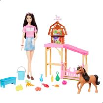 Boneca barbie renee cuidado de poneis