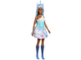 Boneca Barbie Saia de Unicórnio de Sonho Azul - com Par de Sapatos Faixa e Cauda Mattel