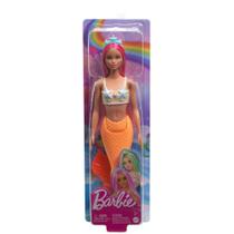 Boneca Barbie Sereia Cauda Laranja Cabelo Rosa Mattel