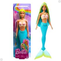 Boneca Barbie Sereia com Cabelo Azul e Amarelo 30cm HRR02B - Mattel