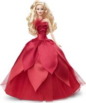 Boneca Barbie Signature 2022 Holiday Blonde com vestido vermelho