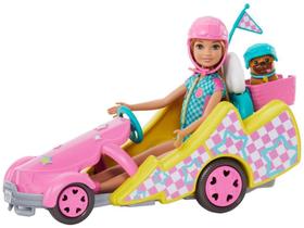 Boneca Barbie Stacie ao Resgate Go-Kart - com Kart Cachorrinho e Bandeira Mattel
