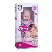 Boneca Bebê - 62Cm - Jessy - Vestido Rosa com Maçãs - Cotiplás - Cotiplas