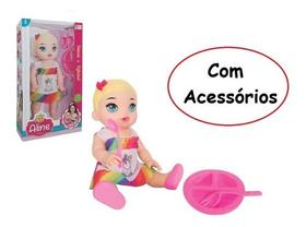 Boneca Bebê Aline Papinha + Acessórios
