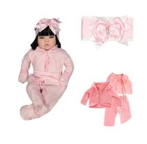 Boneca Bebe Barata Reborn Morena Baby Dolls Muito Linda Rosa