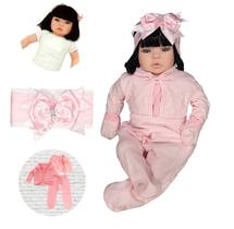 Boneca Bebe Barata Reborn Morena Baby Dolls Super Linda Rosa