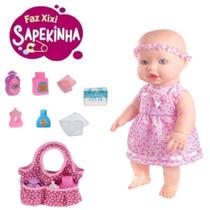 Boneca Bebê Bebezão Sapekinha Faz Xixi + Bolsa Maternidade