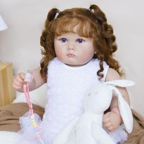 Boneca Bebê Brastoy Reborn Silicone 60cm Conjunto de Roupa Mamadeira Chupeta Pelucia Fralda Certidão