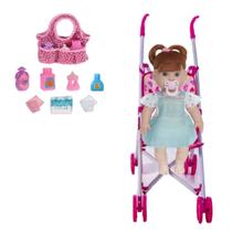 Boneca Bebê Cabelo Ruivo Danadinha C/ Carrinho e Bolsinha Boneca Bebê Cabelo Ruivo Danadinha C/ Carrinho e Bolsinha