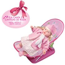 Boneca Bebe Classic Rose Ring que Canta + Berço de Dormir