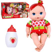 Boneca Bebe Com Mamadeira Sweet Aroma Morango 36 Cm - Super Toys
