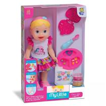 Boneca Bebê Come e faz Caquinha Loira Meninas Acessórios Divertoys