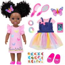 Boneca Bebê Ecore Fun 37 cm Negra com 12 Acessórios