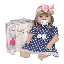 Boneca Bebe Estilo Reborn Menina Loira Fofinha Abigail