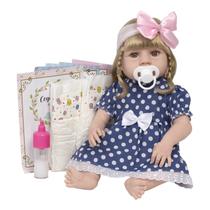 Boneca Bebe Estilo Reborn Menina Loira Fofinha Abigail