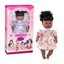 Boneca Bebê Florinha Negra Cabelo Cacheado Menina Princesa