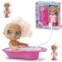 Boneca Bebê Girls Banho Com Banheira Chuveirinho e Roupão Boneca Bebê Girls Banho Com Banheira Chuveirinho e Roupão