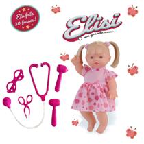 Boneca Bebê Infantil P/ Crianças + Kit Cartela Doutora 5 Pçs