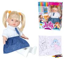 Boneca Bebê Judy Estudante Com Acessórios Escolinha Colorir