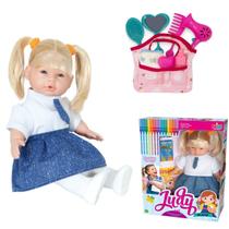 Boneca Bebê Judy Estudante Escolinha Com Bolsa Maternidade