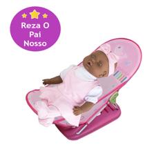 Boneca Bebe Judy Oração do Pai Nosso + Berço p/ Dormir