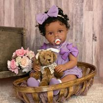 Boneca Bebê KSBD 46 cm Ponderada Realista Afro-Americana Boneca Bebê KSBD 46 cm Ponderada Realista Afro-Americana