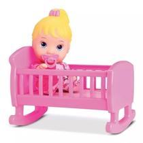 Boneca Bebê Little Dolls Bercinho Com Chupeta Berço Menina