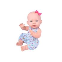 Boneca bebê luisa sem cabelo com chupeta lacinho e vestido