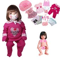 Boneca Bebê Mamãe Reborn Enxoval Completo 4 Trocas