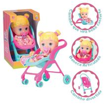 Boneca Bebe Menina Little Dolls Passeio Original 2 Em 1 Vira Bebe Conforto