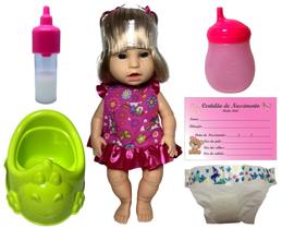 Boneca Bebê Menina Peniquinho Corpo Todo Em Vinil E Cabelo Loiro Acompanha Acessórios Divertoys Brinquedos