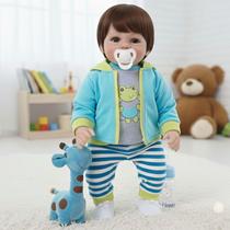 Boneca Bebê Menino Girafinha Corpo Silicone Pode dar Banho