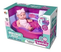 Boneca Bebê Milkinhas Petit Banho Com Banheira Que Sai Água Menina Envio Imediato