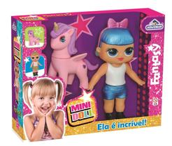 Boneca Bebê Mini Doll Fantasy Vinil Com Unicórnio