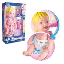 Boneca Bebê My Hair Faz Xixi Papinha Comidinha e Mamadeira Mágica Brinquedo Menina Infantil