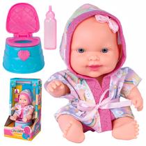 Boneca Bebê Nenequinha Faz Xixi Com Peniquinho Rosa Mamadeira E Roupão Infantil Boneca Bebê Nenequinha Faz Xixi Com Peniquinho Rosa Mamadeira E Roupão Infantil