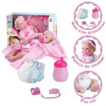 Boneca Bebê Newborn Faz Xixi C/ Mamadeira E Chupeta 36 Cm - DIVERTOYS