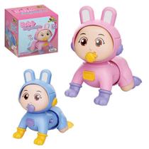 Boneca Bebê que Engatinha Crawling Baby Com Luz e Som Brinquedo Infantil