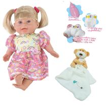 Boneca Bebê Rafaeli Faz Xixi + Naninha Ursinho Pelucia Nana