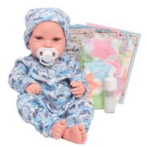 Boneca Bebê Reborn 100% Silicone Macacão Unicórnio + Itens
