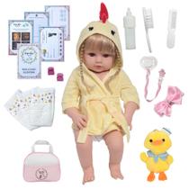 Boneca Bebê Reborn 100% Silicone Pelúcia Patinho + Bolsa Boneca Bebê Reborn 100% Silicone Pelúcia Patinho + Bolsa