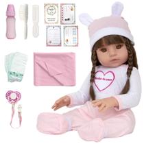 Boneca Bebê Reborn 100% Silicone Sonho de Amor 13 Itens
