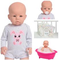 Boneca Bebê Reborn 46cm Com Certidão E Acessórios Linda Boneca Bebê Reborn 46cm Com Certidão E Acessórios Linda