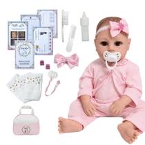 Boneca Bebê Reborn 46cm Realista Com Bolsa Maternidade Rosa Boneca Bebê Reborn 46cm Realista Com Bolsa Maternidade Rosa