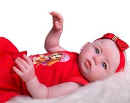 Boneca Bebê Reborn Abigail 48cm Roupa Vermelha - Mundo Kids