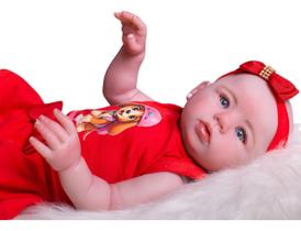 Boneca Bebê Reborn Abigail 48cm Roupa Vermelha - Mundo Kids