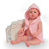 Boneca Bebê Reborn Abigail 48cm Saída de Banho + Itens