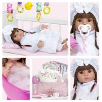 Boneca Bebê Reborn Abigail 52cm Toda de Silicone + Enxoval